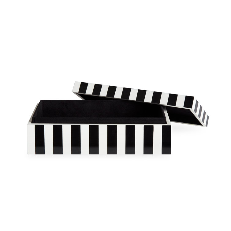 Black and White Glossy Plastic Stackable Lidded Box