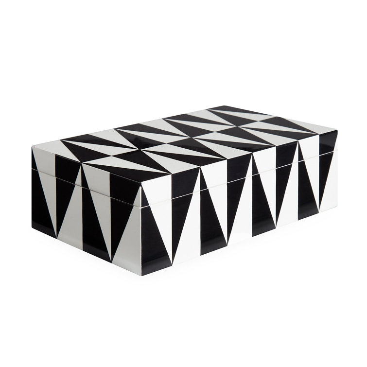Black and White Lacquered Rectangular Lidded Box