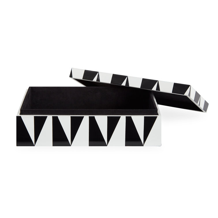 Black and White Lacquered Rectangular Lidded Box