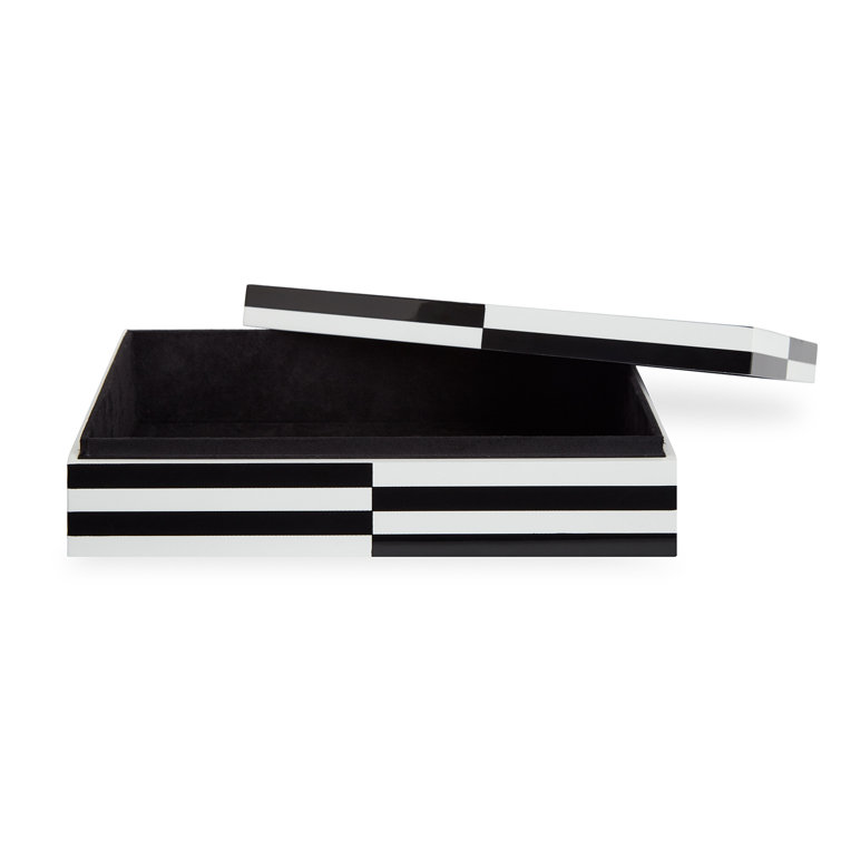 Large Black and White Lacquer Op Art Decorative Box