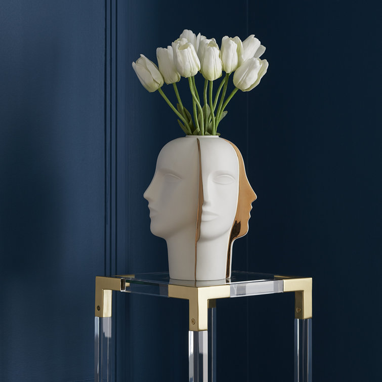White and Gold Porcelain Novelty Table Vase