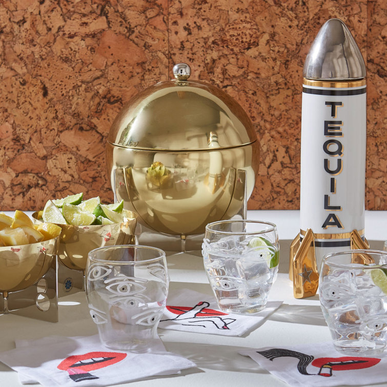 Gold and Silver Spherical Insulated Ice Bucket with Stand