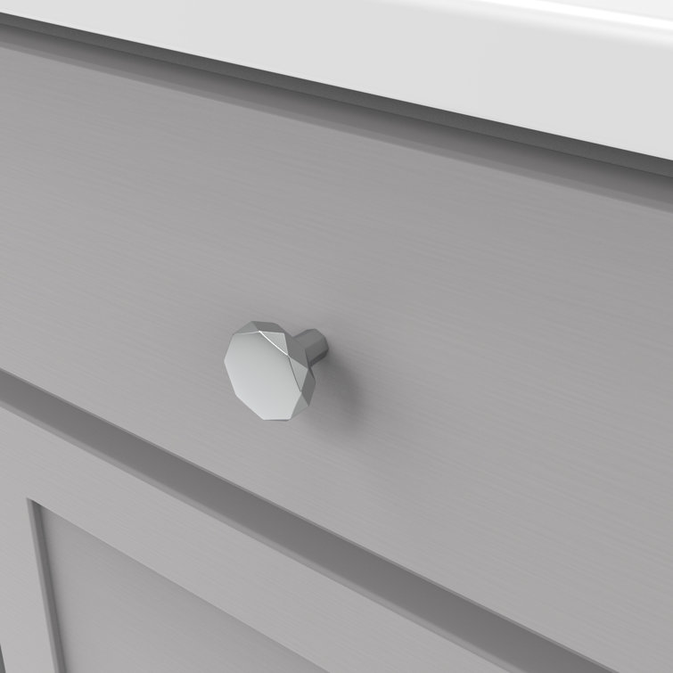Karat Chrome Faceted Round Cabinet Knob with Mounting Hardware