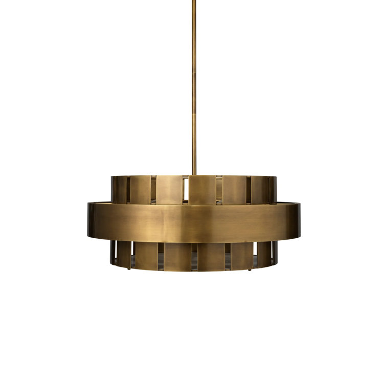 Orbit Antique Brass 4-Light 30" Drum Chandelier with Acrylic Diffuser
