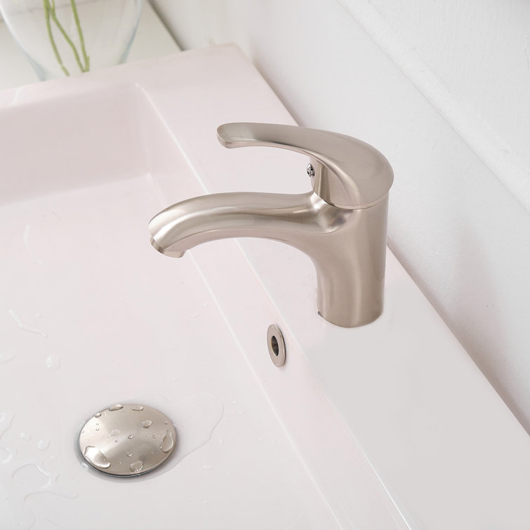 Brushed Nickel Single-Handle Low-Arc Bathroom Faucet