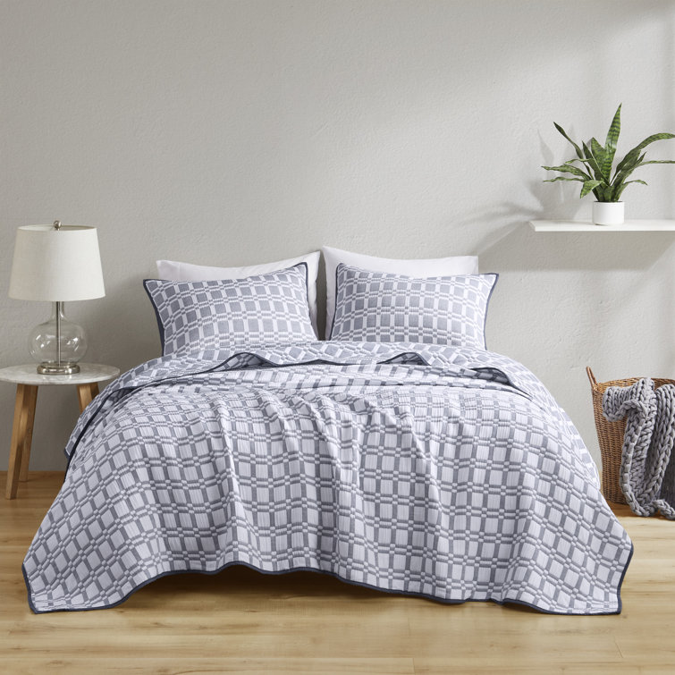 Gray King Reversible Microfiber Matelasse Coverlet Set