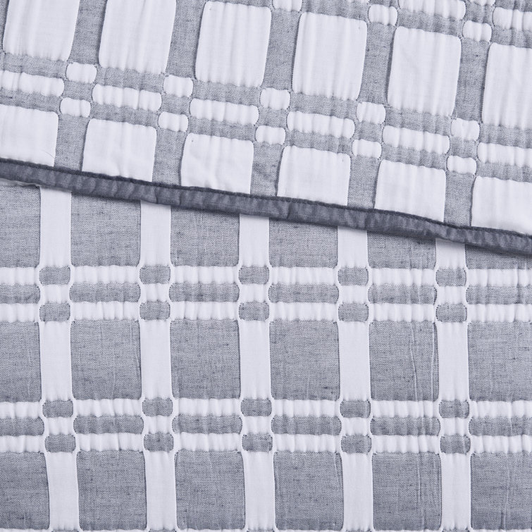 Gray King Reversible Microfiber Matelasse Coverlet Set