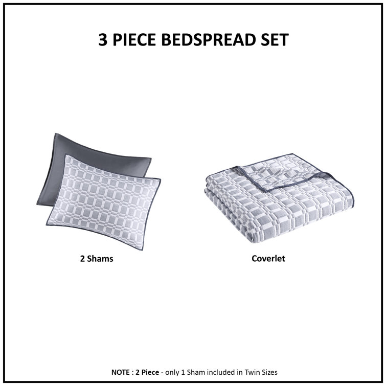 Gray King Reversible Microfiber Matelasse Coverlet Set