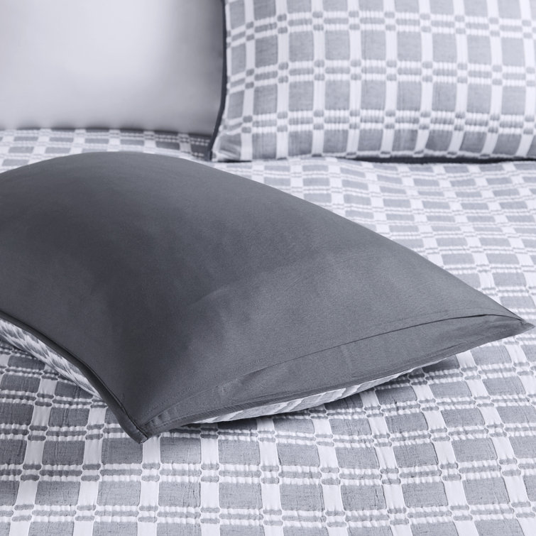 Gray King Reversible Microfiber Matelasse Coverlet Set