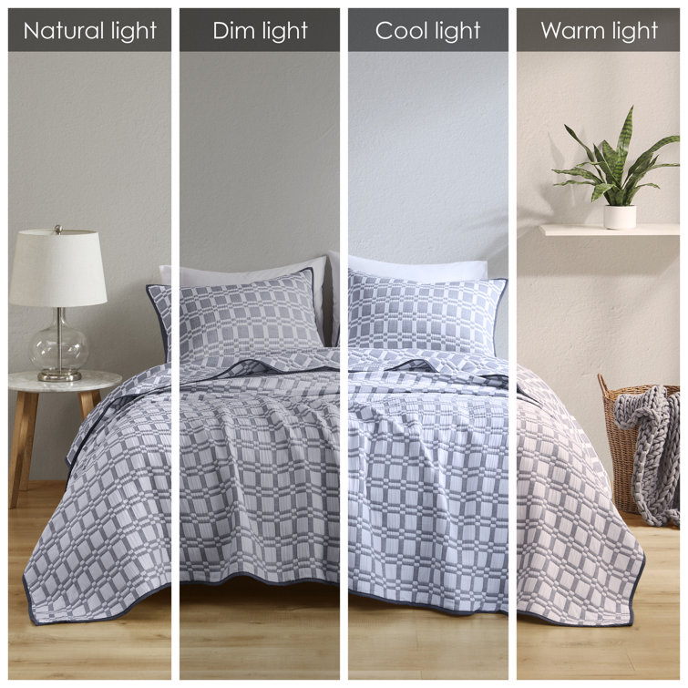 Gray King Reversible Microfiber Matelasse Coverlet Set