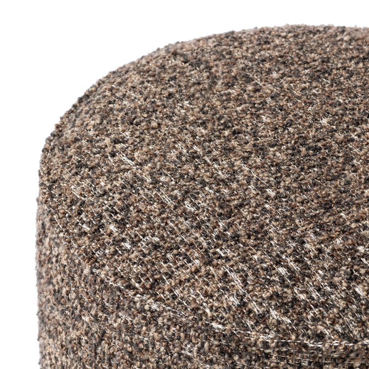 Granite Round Upholstered Ottoman with Wooden Base