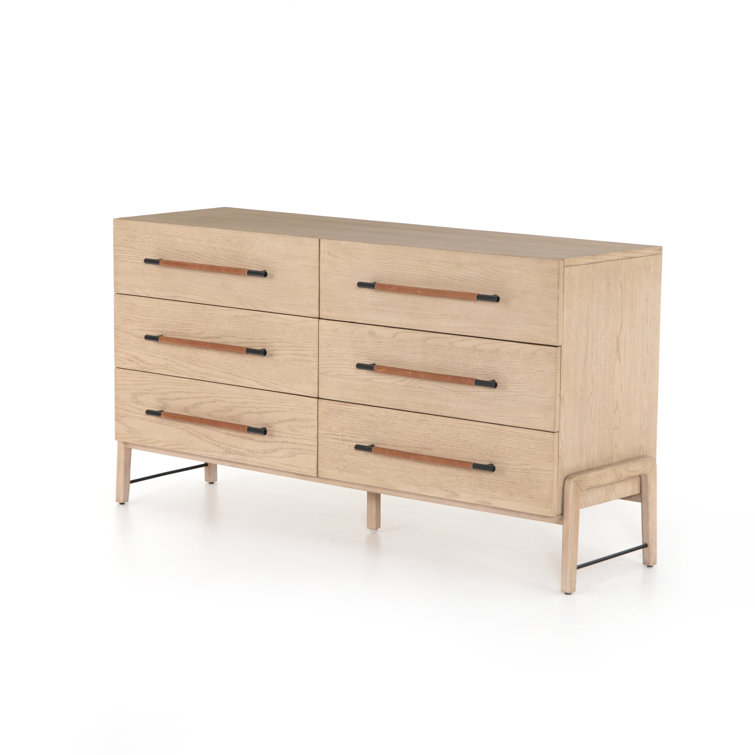 Rosedale Modern 6-Drawer Yucca Oak Dresser with Iron Hardware
