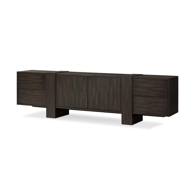 Smoked Black Veneer 94" Media Console with Cabinet