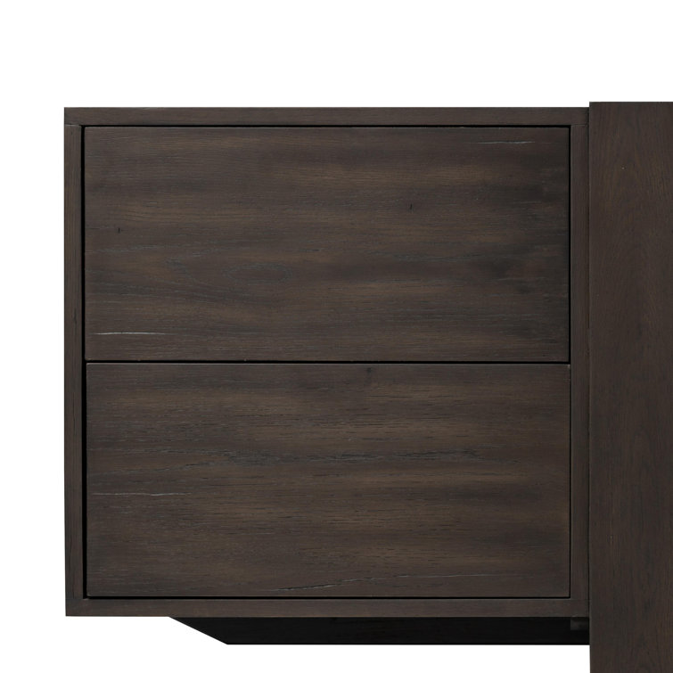 Smoked Black Veneer 94" Media Console with Cabinet