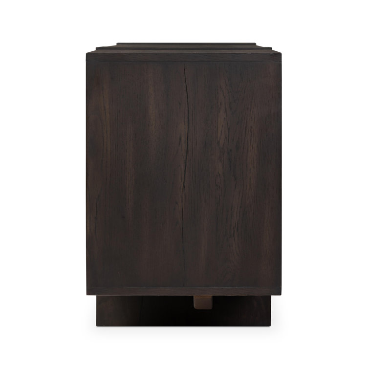 Smoked Black Veneer 94" Media Console with Cabinet