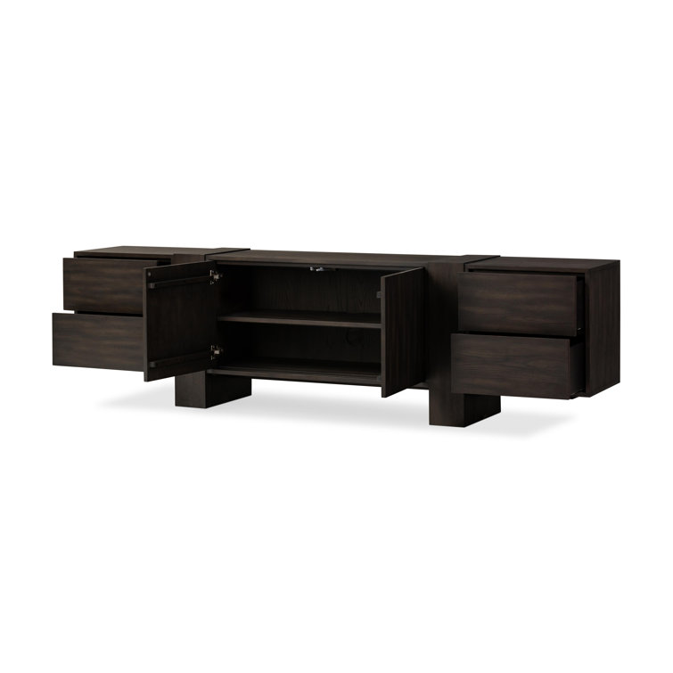 Smoked Black Veneer 94" Media Console with Cabinet