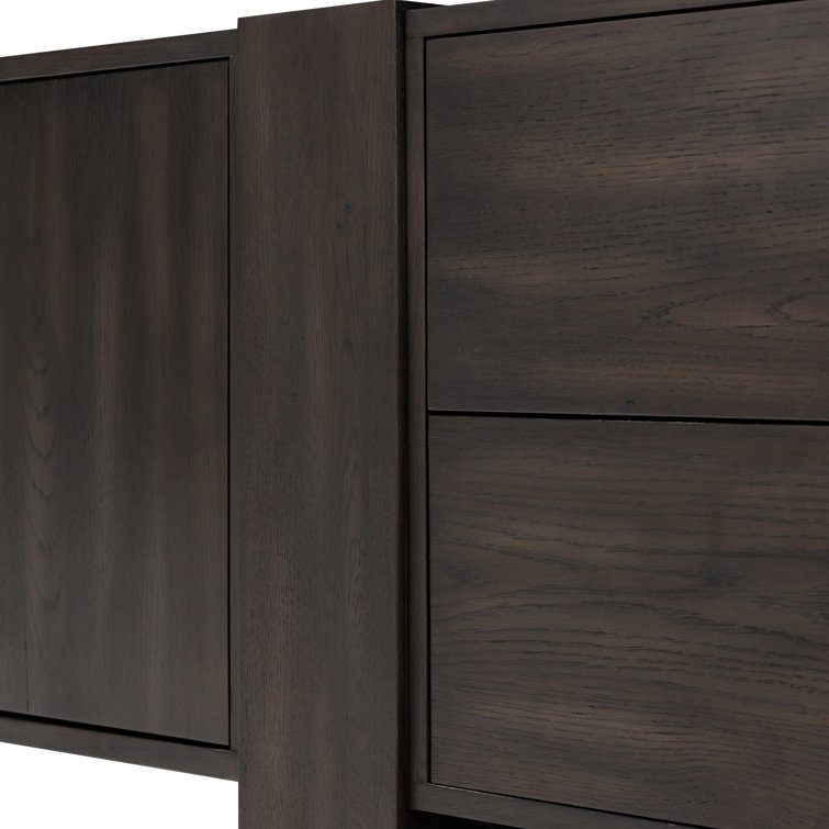 Smoked Black Veneer 94" Media Console with Cabinet