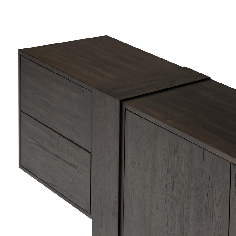 Smoked Black Veneer 94" Media Console with Cabinet