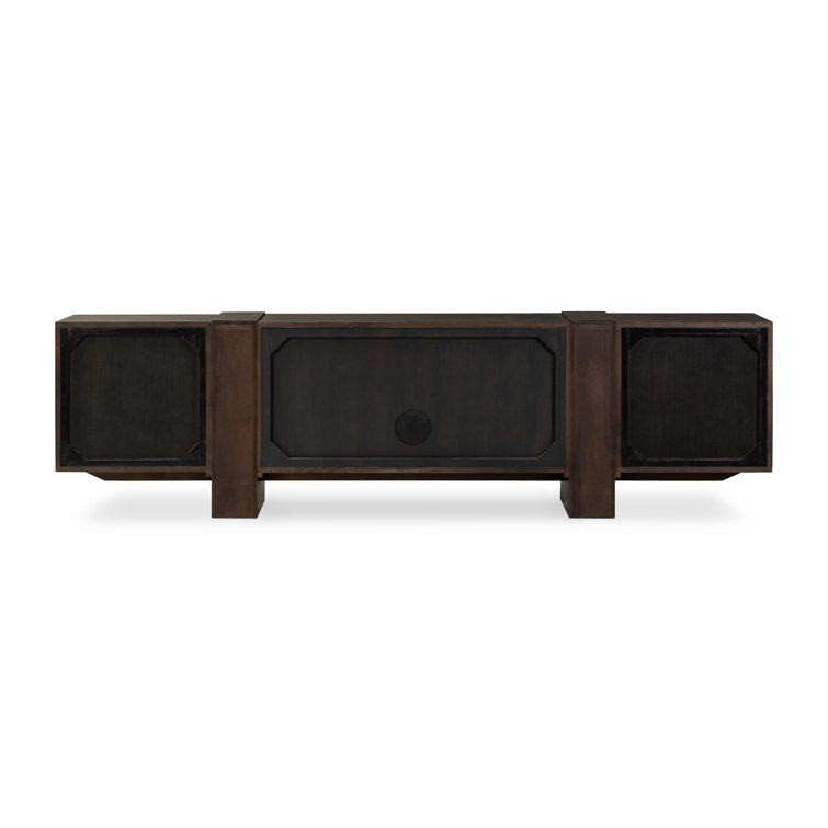 Smoked Black Veneer 94" Media Console with Cabinet