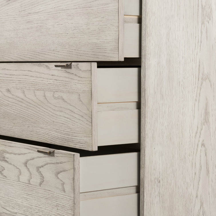 Elegant Vintage White Oak and Italian Marble 6-Drawer Dresser