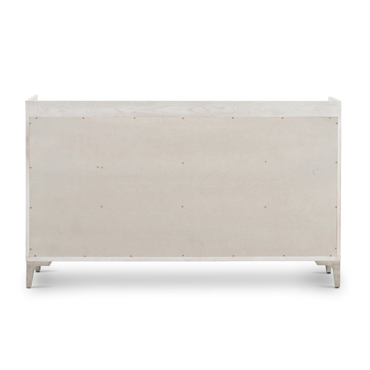 Elegant Vintage White Oak and Italian Marble 6-Drawer Dresser