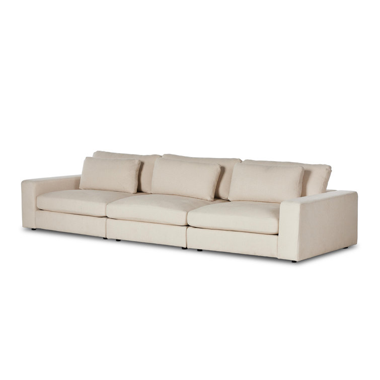 Clairmont Sand Three Piece Modular Sofa with Square Arms