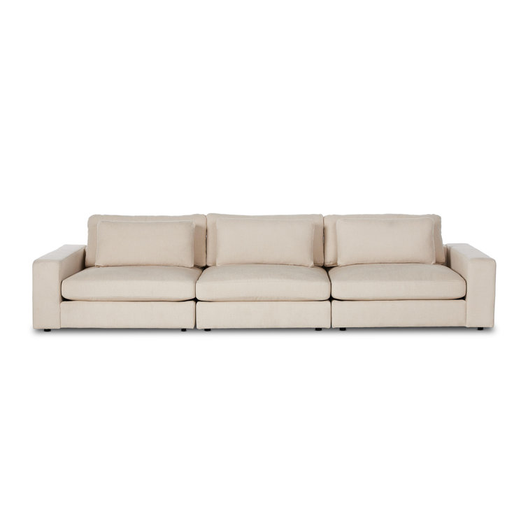 Clairmont Sand Three Piece Modular Sofa with Square Arms