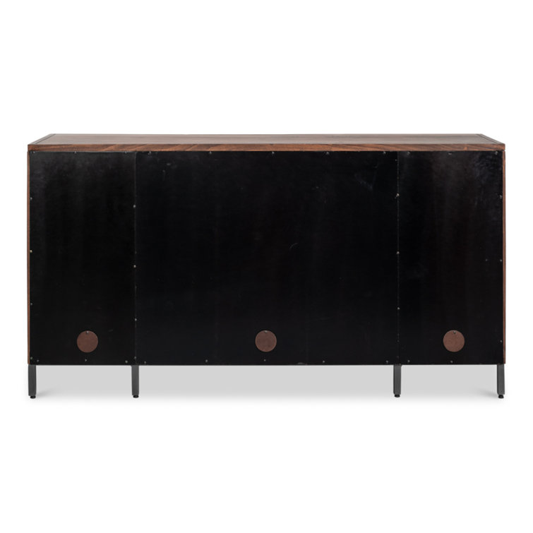 Jessica 4-Door Brown and Black Solid Wood Credenza