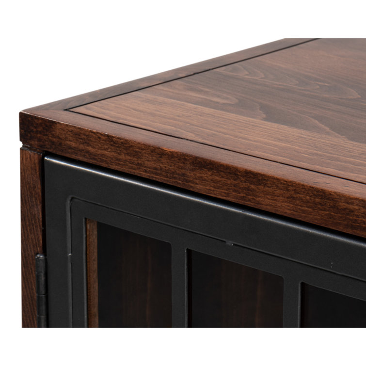 Jessica 4-Door Brown and Black Solid Wood Credenza