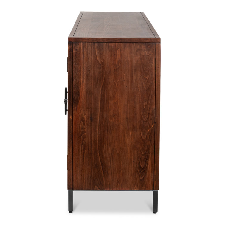 Jessica 4-Door Brown and Black Solid Wood Credenza