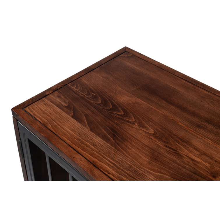 Jessica 4-Door Brown and Black Solid Wood Credenza