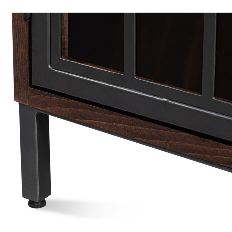 Jessica 4-Door Brown and Black Solid Wood Credenza