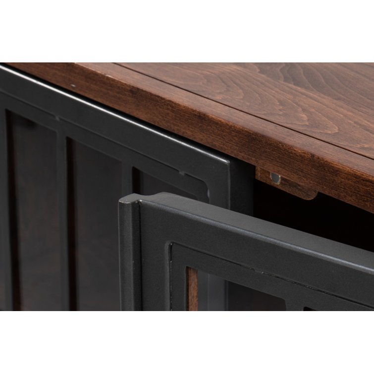 Jessica 4-Door Brown and Black Solid Wood Credenza