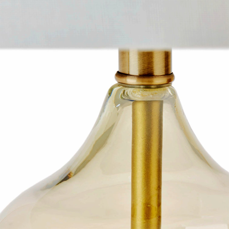 Gold Gourd Shape Glass Table Lamp Set with Drum Shade