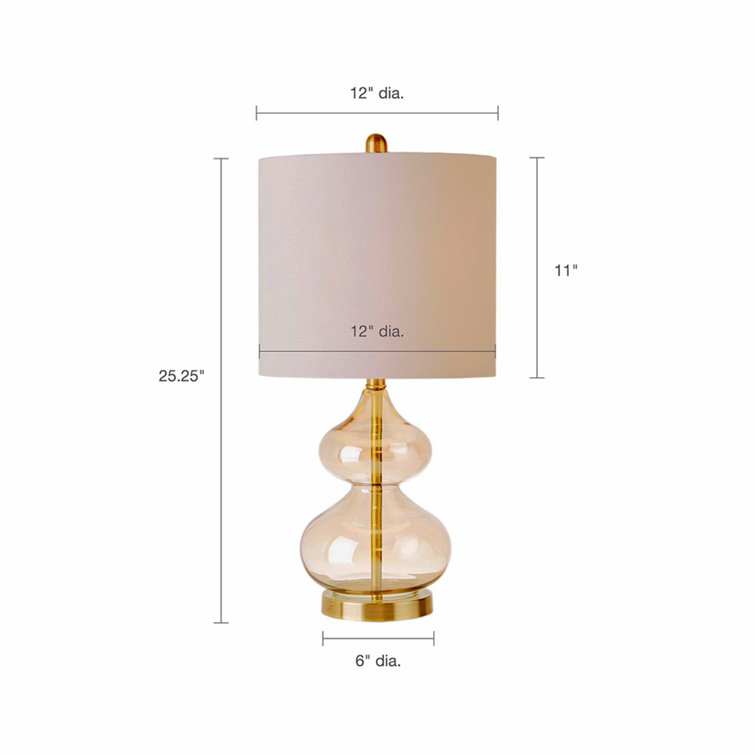 Gold Gourd Shape Glass Table Lamp Set with Drum Shade