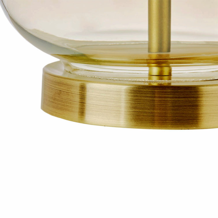 Gold Gourd Shape Glass Table Lamp Set with Drum Shade