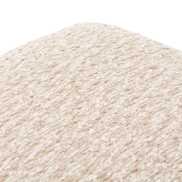 Cream Sheepskin Rectangle Ottoman with Medium Brown Legs