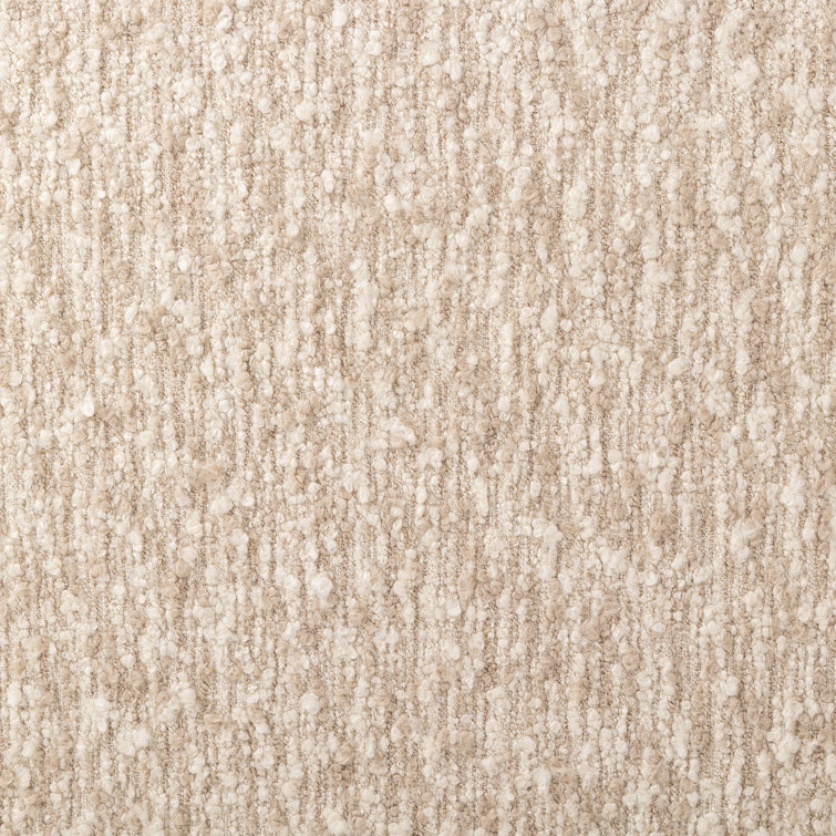 Cream Sheepskin Rectangle Ottoman with Medium Brown Legs