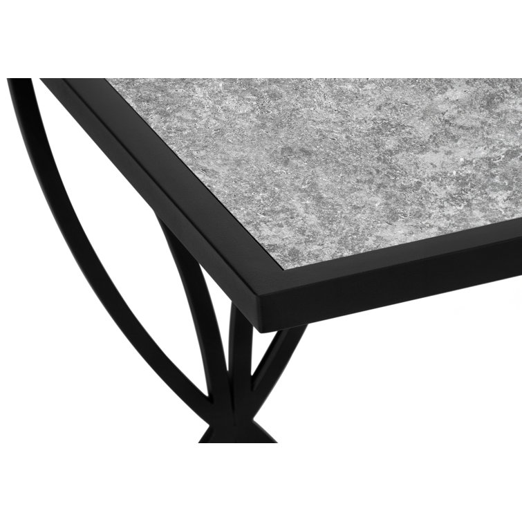 Gray Stone-Look Rectangular C-Shaped Metal Accent Table