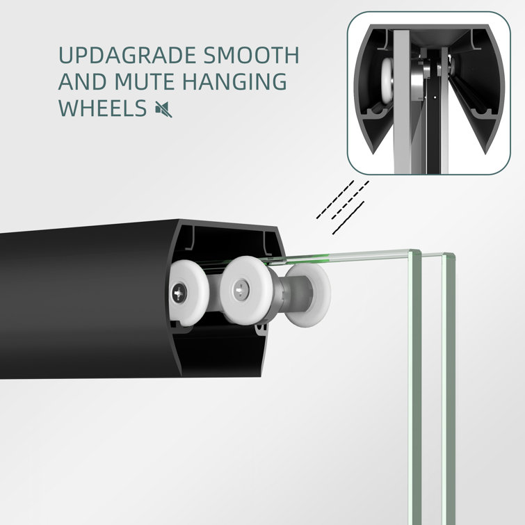 Black Aluminum and Tempered Glass Double Sliding Tub Door