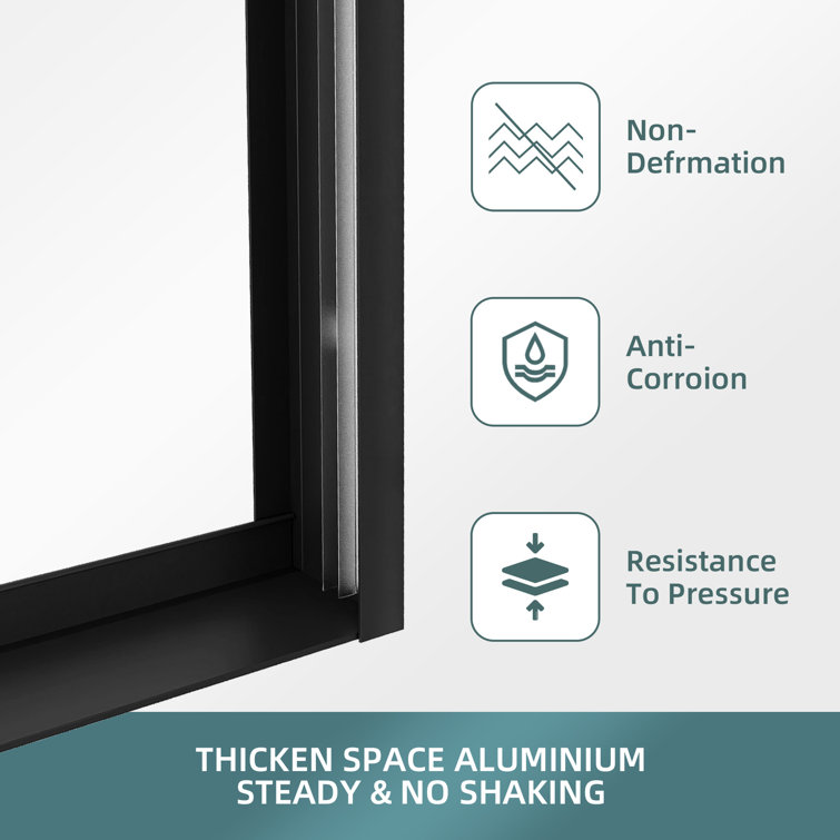 Black Aluminum and Tempered Glass Double Sliding Tub Door