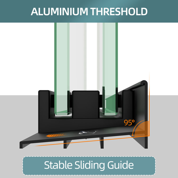 Black Aluminum and Tempered Glass Double Sliding Tub Door