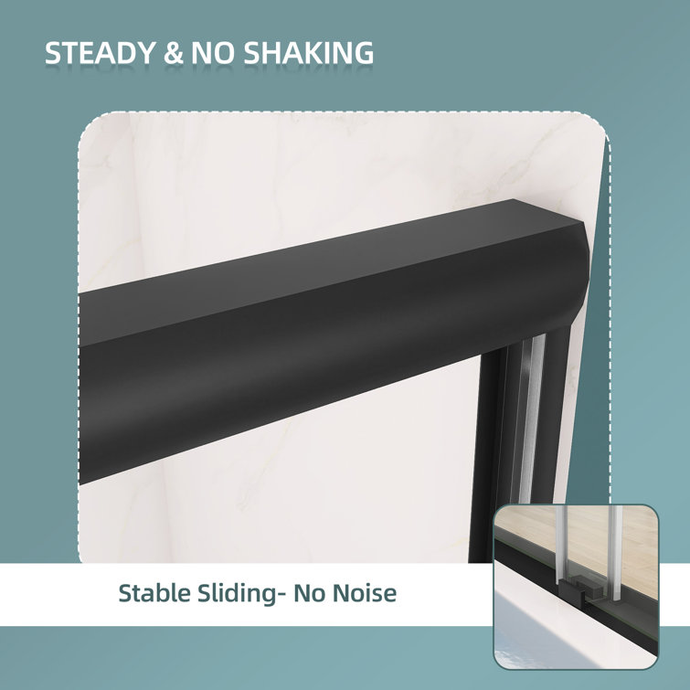 Black Aluminum and Tempered Glass Double Sliding Tub Door