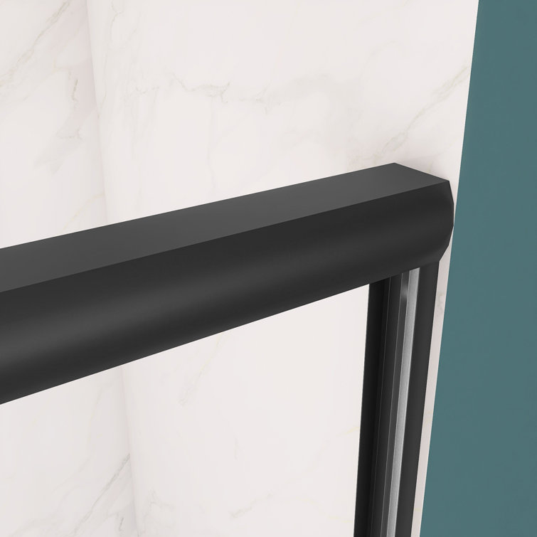 Black Aluminum and Tempered Glass Double Sliding Tub Door