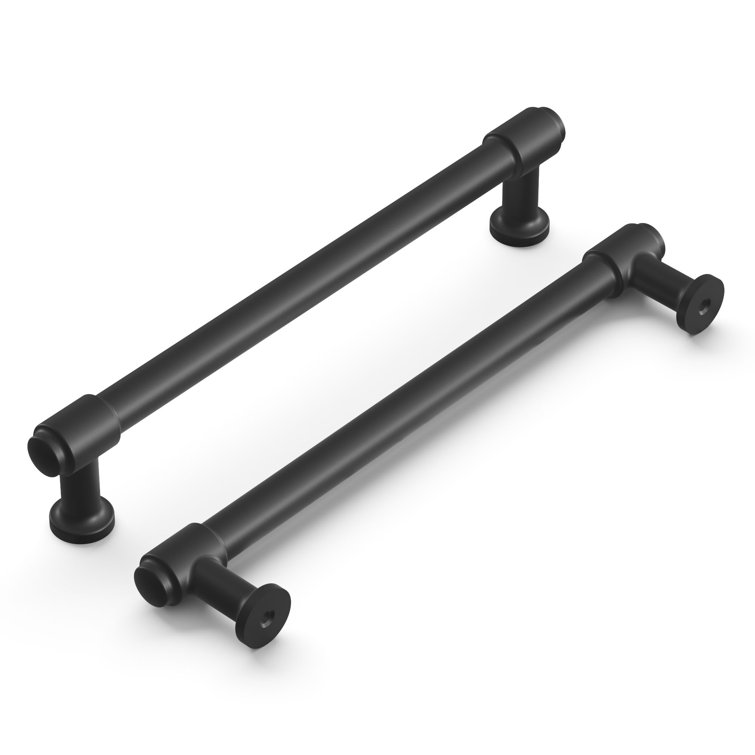 Matte Black Modern Kitchen Cabinet Handles, 6-5/16"