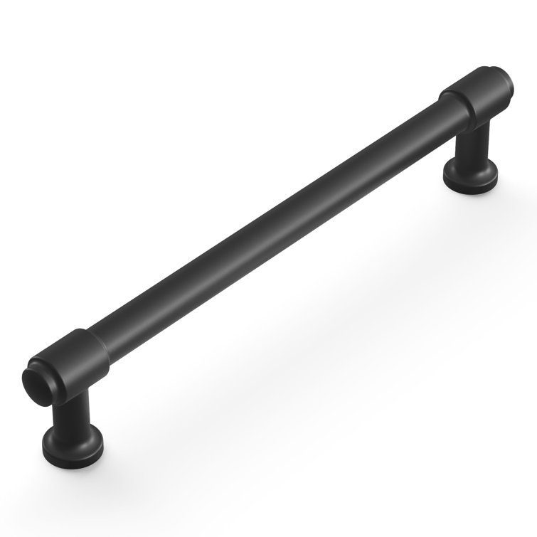 Matte Black Modern Kitchen Cabinet Handles, 6-5/16"