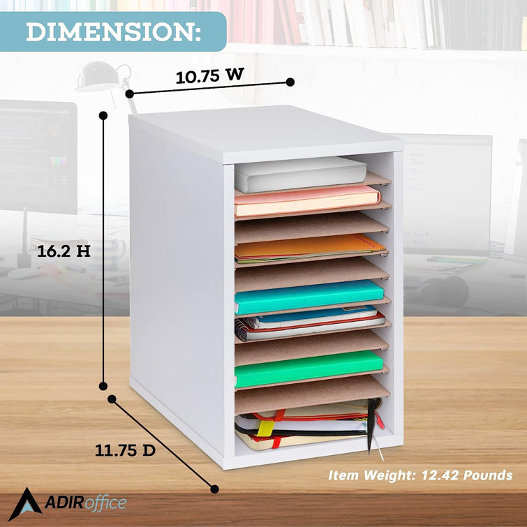 White MDF 11-Compartment Vertical Paper Sorter, 2-Pack