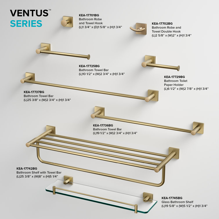 Ventus 18" Brushed Gold Wall Mounted Towel Bar