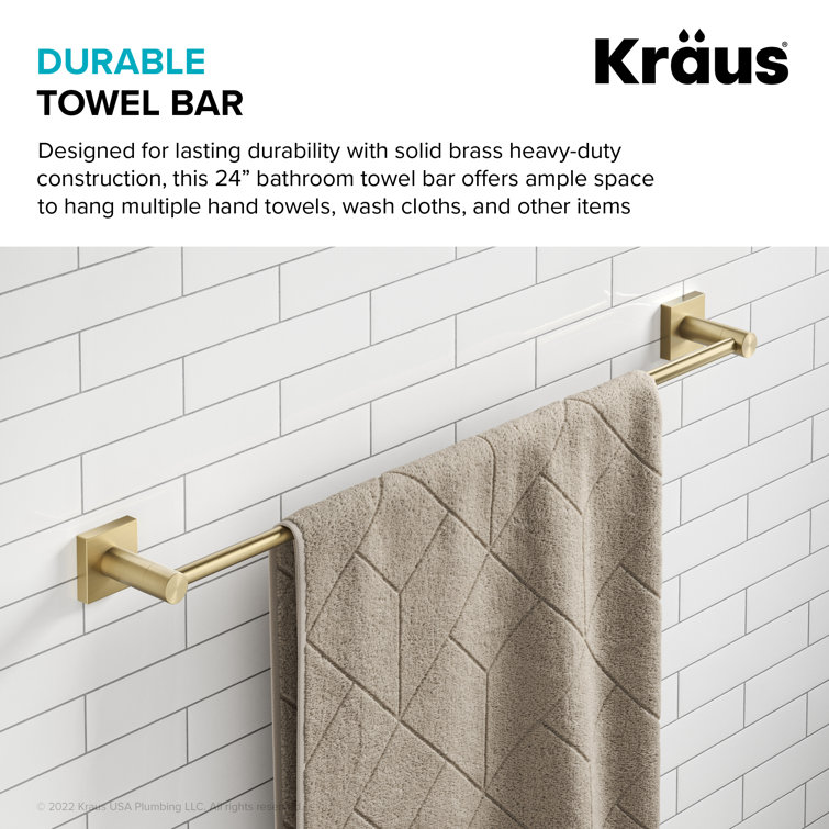 Ventus 24-Inch Brushed Gold Wall Mounted Towel Bar