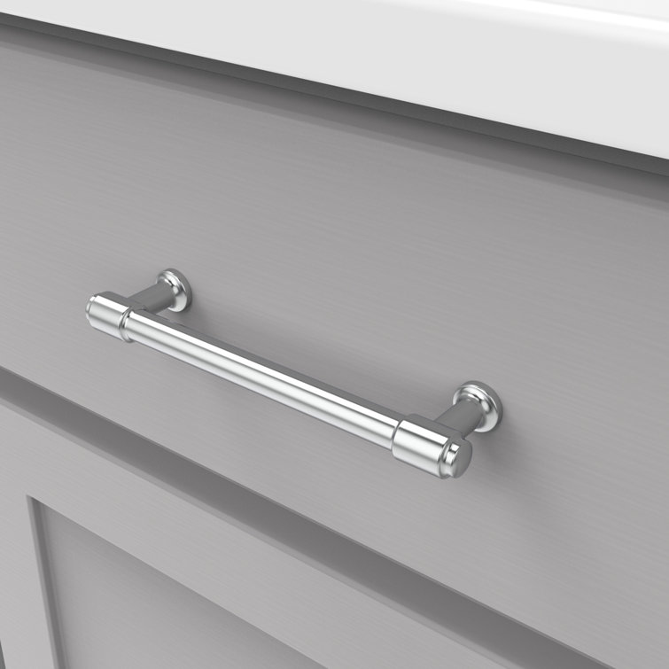 Chrome 5-1/16" Modern Bar Cabinet Pull with Mounting Hardware